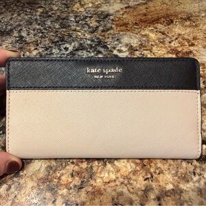 kate spade Two-Tone Black & Cream Cameron Saffiano Bi-Fold Wallet